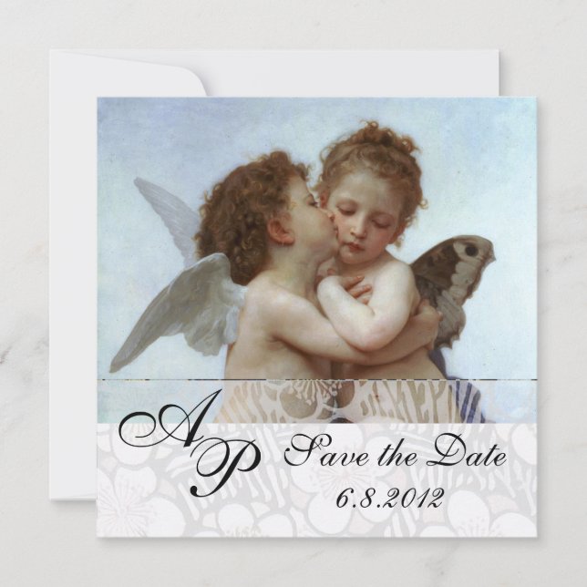 Invitation Amor et Psyche comme Enfants Mariage Party Monogra (Devant)