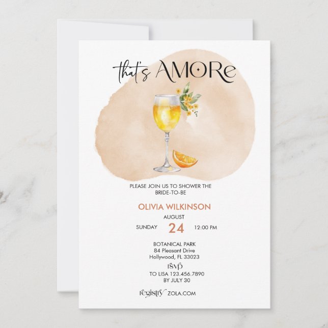 Invitation Amore | Fête des mariées aquarelle (Devant)