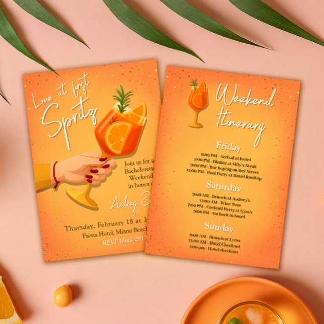 Invitation Amour à First Spritz Bachelorette Week-end (Love at First Spritz Bachelorette Weekend Invitation)