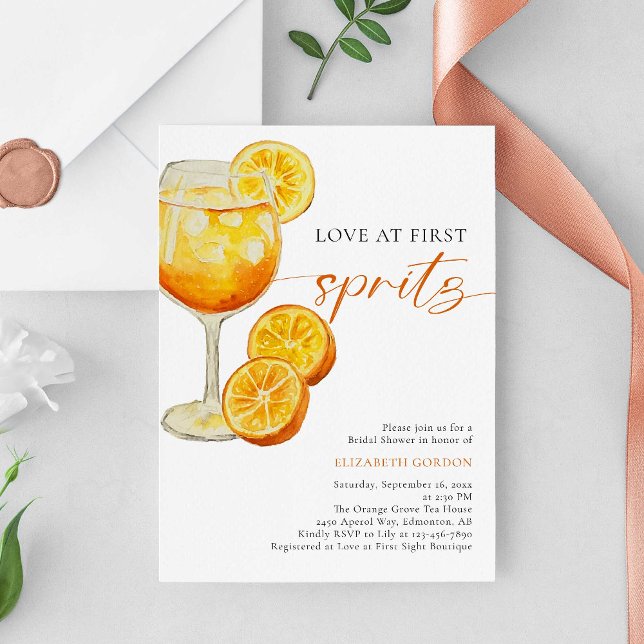 Invitation Amour à First Spritz Fête des mariées Simple Éléga (Créateur téléchargé)