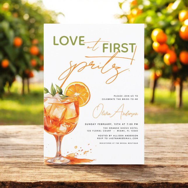 Invitation Amour à la Fête des mariées orange First Spritz (Créateur téléchargé)