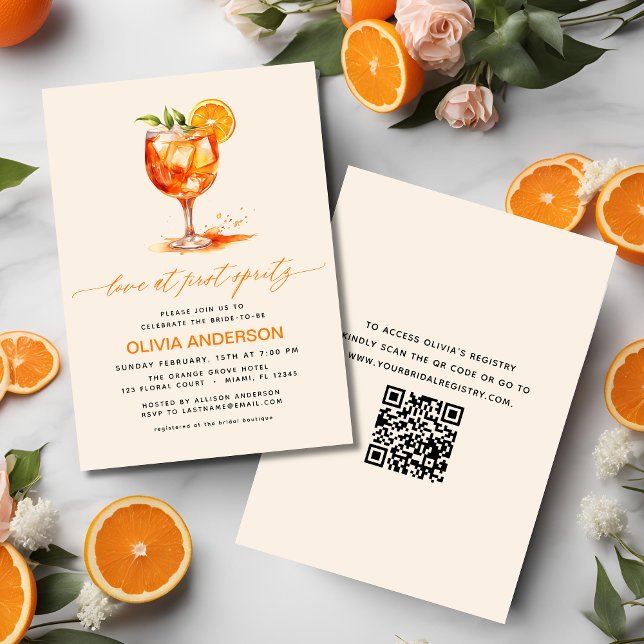 Invitation Amour à la Fête des mariées orange First Spritz (Créateur téléchargé)