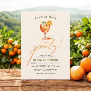 Invitation Amour à la Fête des mariées orange First Spritz