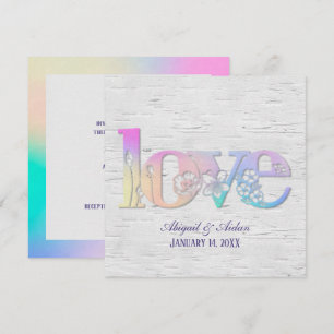 Invitation Amour arc-en-ciel sur bouleau