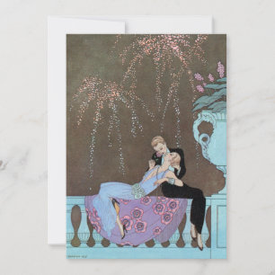 Invitation Amour Art Déco Vintage, Fête de Fiançailles avec F