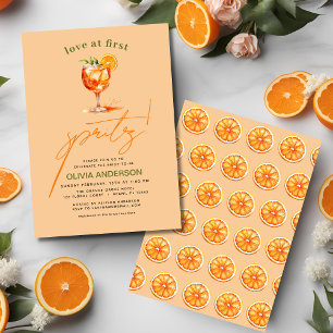 Invitation Amour au Premier Spritz Fête de Mariage Orange