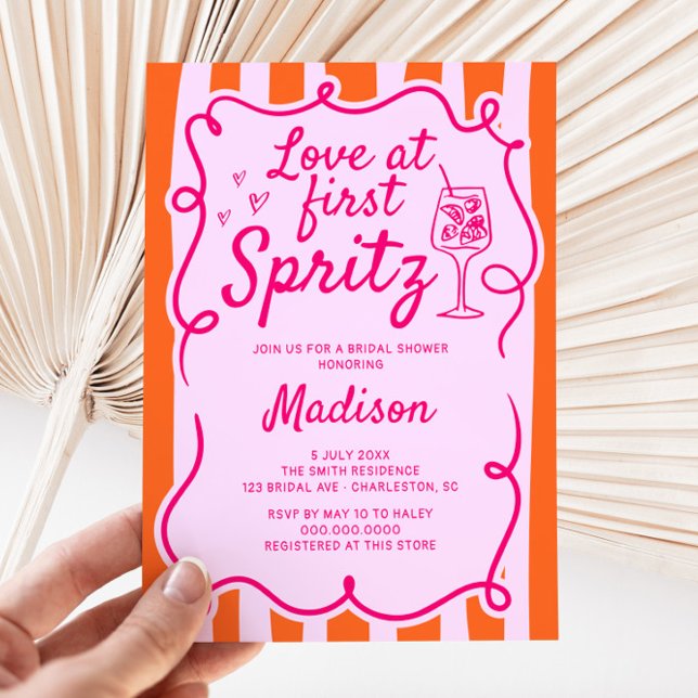 Invitation Amour Au Premier Spritz Fête des mariées rose oran (Créateur téléchargé)