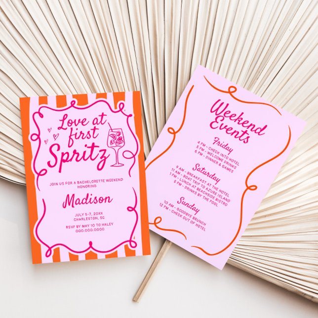 Invitation Amour Au Premier Spritz Pink Orange Bachelorette (Créateur téléchargé)