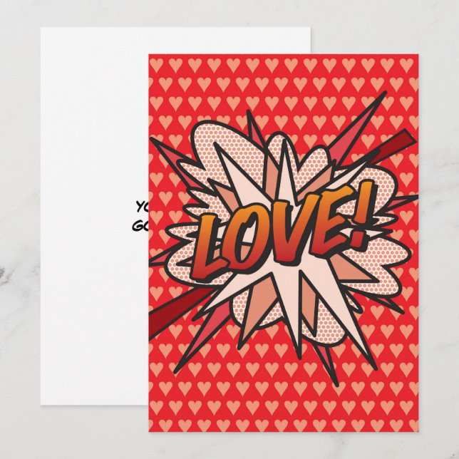 Invitation AMOUR Bande dessinée rétro amusante Art Pop (Devant / Derrière)