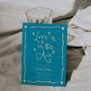 Invitation Amour Bizarre Dans L'air Fête de Mariage Aqua Bleu