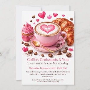 Invitation Amour brassé ici Café et croissant de la Saint-Val