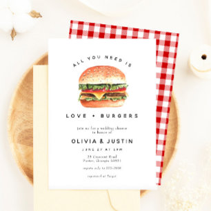 Invitation Amour + Burgers Pique-nique BBQ Mariage Baby Showe