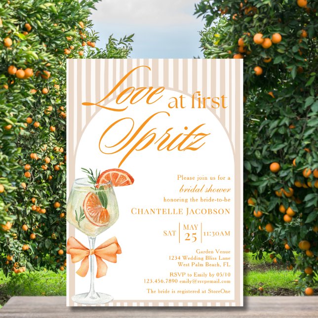 Invitation Amour Chic Moderne Au First Spritz Fête des mariée (Créateur téléchargé)