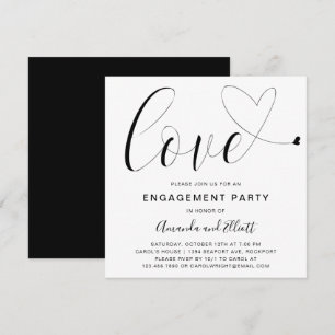 Invitation Amour Coeur Noir Blanc Typographie