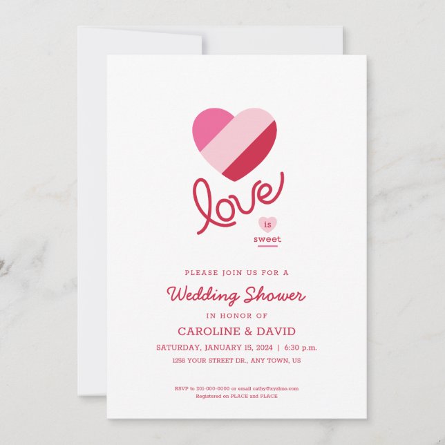 Invitation Amour, Coeurs, Couples Douche, Wedding shower (Devant)