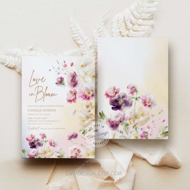 Invitation Amour dans la Fête des mariées fleurie de printemp (Créateur téléchargé)