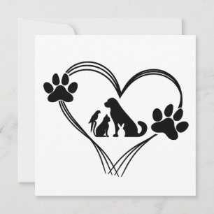 Invitation Amour des pattes d'animaux 