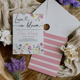 Invitation Amour en Fête des mariées fleurie