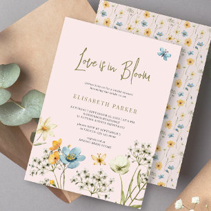 Invitation Amour en fleur aquarelle fleurie rose rose nuptial