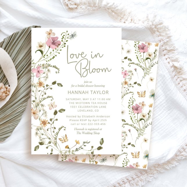 Invitation Amour En Fleur Fête des mariées Florale (Créateur téléchargé)