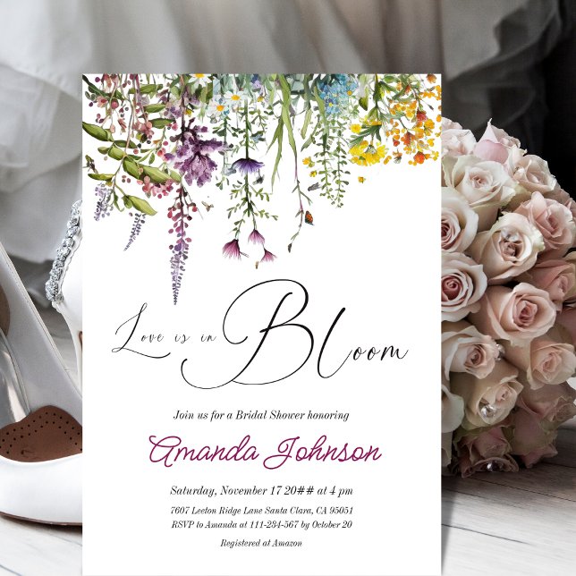 Invitation Amour en Fleur Fleur sauvage Fête des mariées de j (Créateur téléchargé)