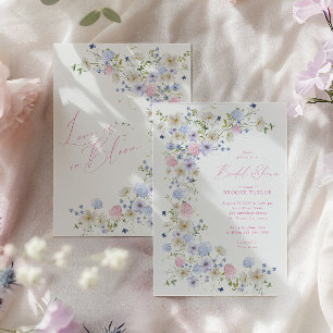 Invitation Amour En Fleur Floral Rose Violet Fête des mariées