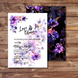 Invitation Amour En Fleur Vibrant Violet Rose Lavande Fleur