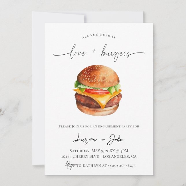 Invitation Amour et Burgers (Devant)