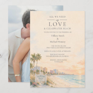 Invitation Amour et Clearwater Beach Floride Photo Mariage