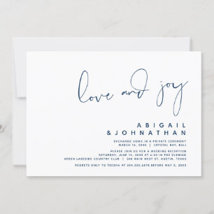 Invitation Amour et Joie, Mariage Moderne, Bleu Nuit