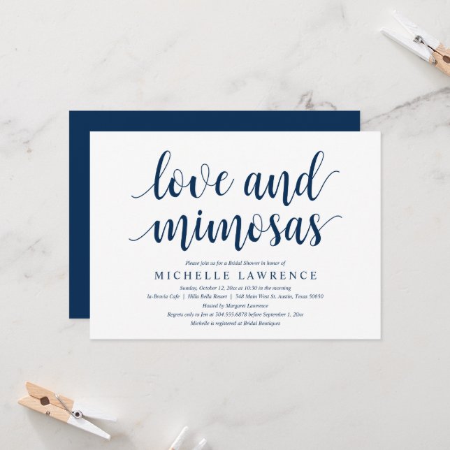 Invitation Amour et mimosas, Fête de la Fête des mariées mode (Devant/Arrière en situation)