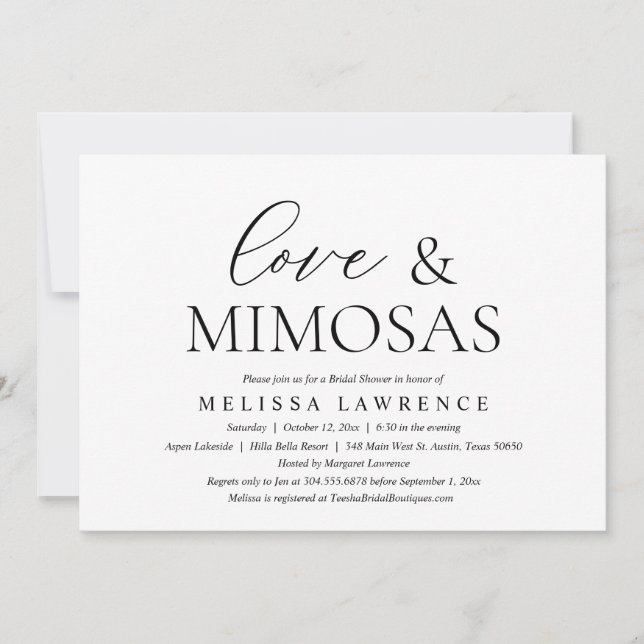 Invitation Amour et Mimosas, Fête des mariées moderne (Devant)