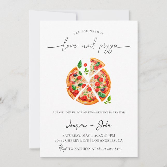 Invitation Amour et Pizza (Devant)
