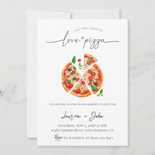 Invitation Amour et Pizza (Devant)