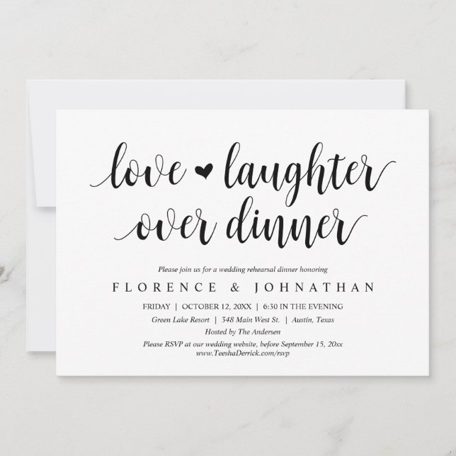 Invitation Amour et rire au-dessus du dîner de répétition Mar (Devant)