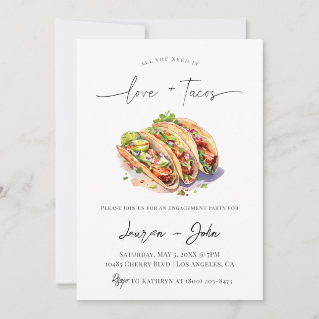 Invitation Amour et Tacos (Devant)