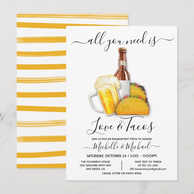 Invitation Amour et Tacos Fiesta Fiesta Fiesta (Devant / Derrière)