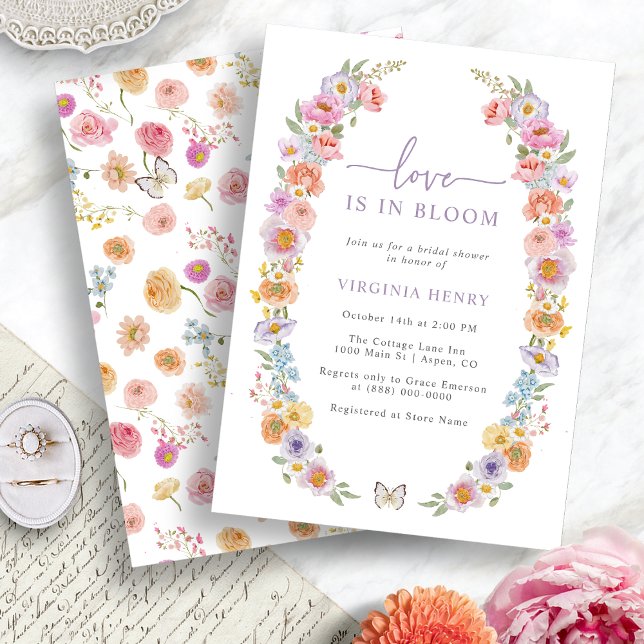 Invitation Amour Floral Lumineux Dans La Fête des mariées Fle (Bright Floral Love In Bloom Bridal Shower Invitation by Painted Paperie
)