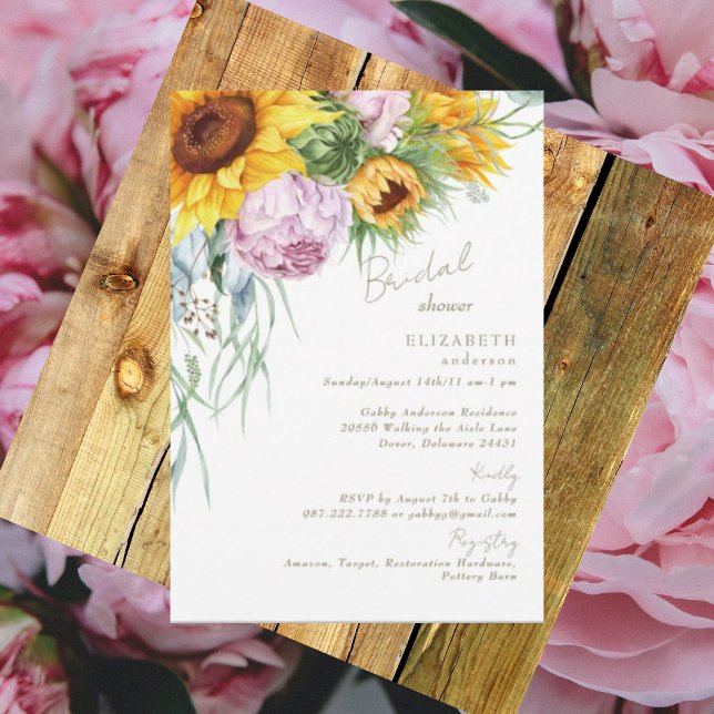 Invitation Amour florissant Fête des mariées de pivoines de t (Créateur téléchargé)