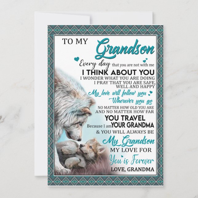 Invitation Amour grand-fils| Lettre à mon petit-fils de grand (Devant)