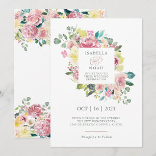 Invitation Amour merveilleux   Aquarelle rose Mariage