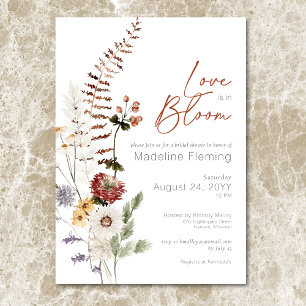 Invitation Amour Moderne fleur sauvage En Fête des mariées Fl