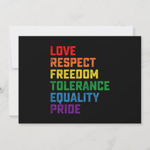 Invitation Amour Respect Liberté Tolérance Égalité Fierté