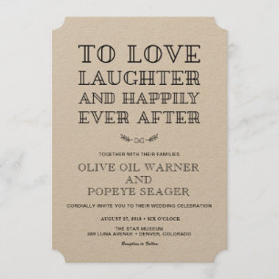 Invitation Amour, rire, et épouser heureusement pour toujours