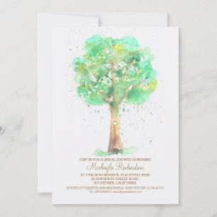 Invitation Amour romantique Arbre Fête des mariées aquarelle