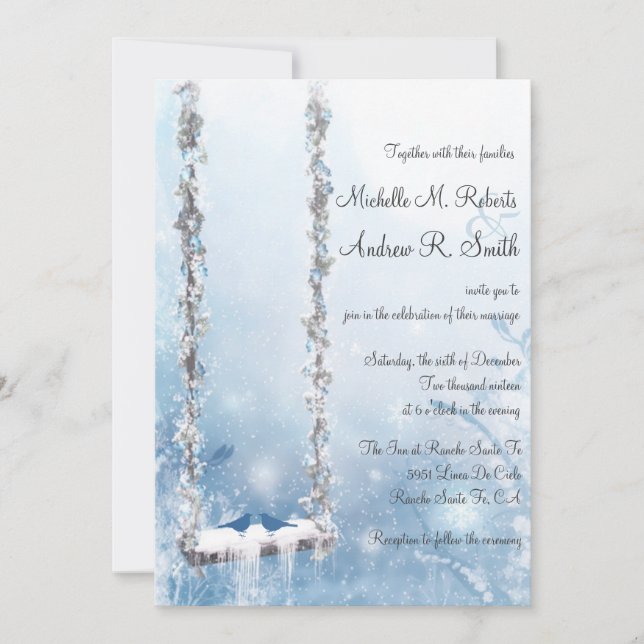 Invitation Amour romantique Swing Winter Wonderland Mariage (Devant)