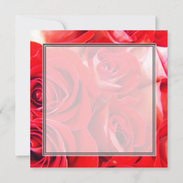 Invitation Amour rose rouge fleurs blanc mariage, fête, (Devant)