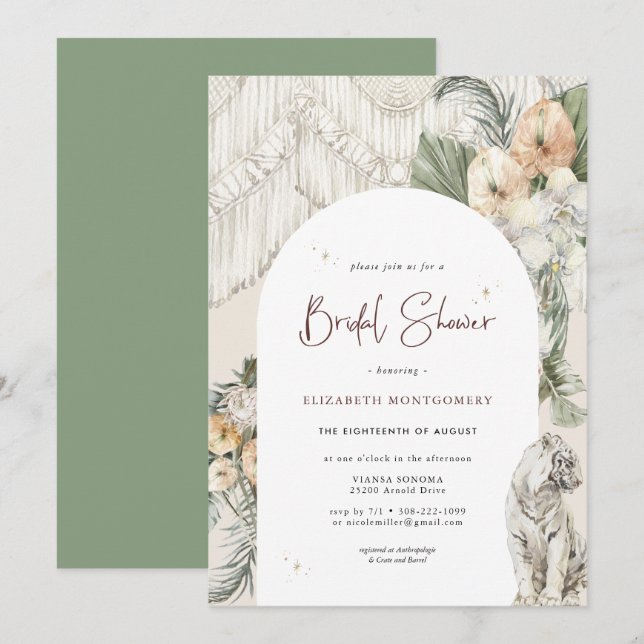 Invitation Amour sauvage | Boho Macrame Fête des mariées de v (Devant / Derrière)