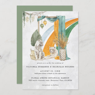 Invitation Amour sauvage   Boho Macrame Tiger Mariage de verd