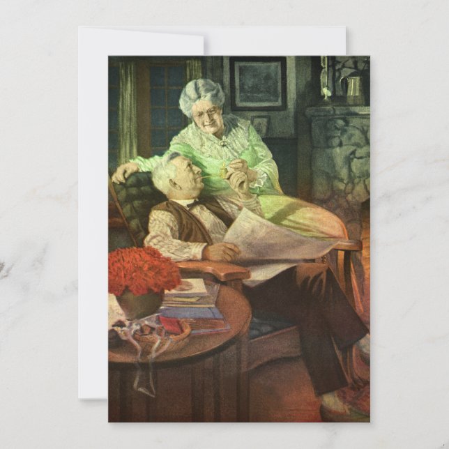 Invitation Amour vintage et romance, fête du 50e anniversaire (Devant)